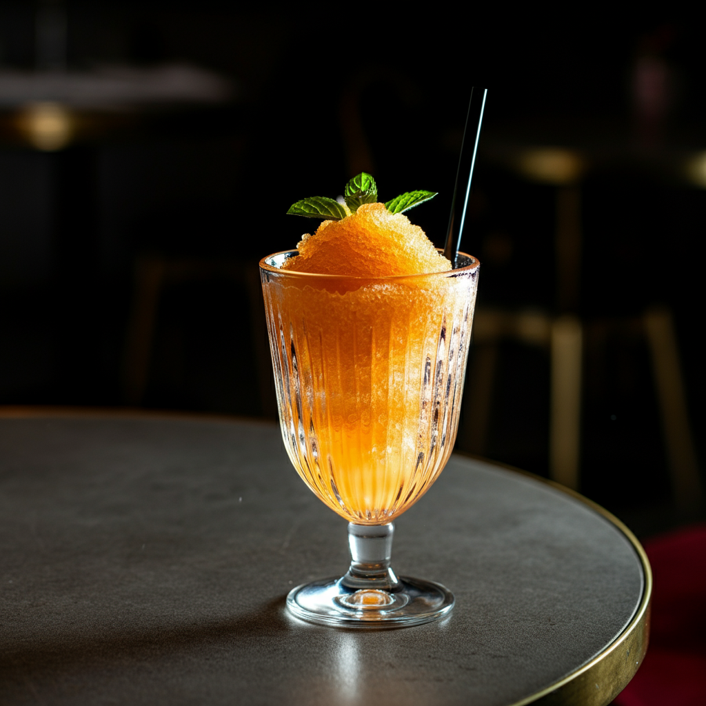 A beautifully crafted frozen cocktail in a nice glass.